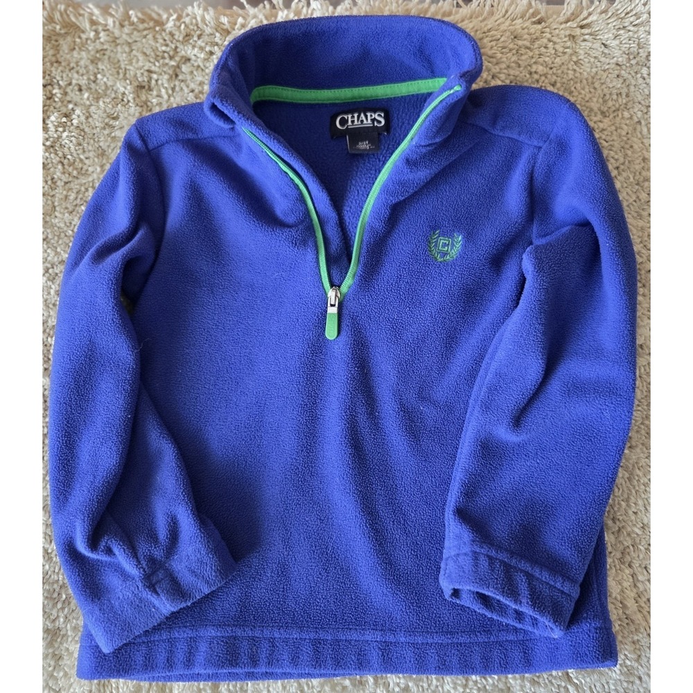 CHAPS Royal Blue/Green Trim Fleece 1/4 Zip Size 2T ~~~ EUC~~~
